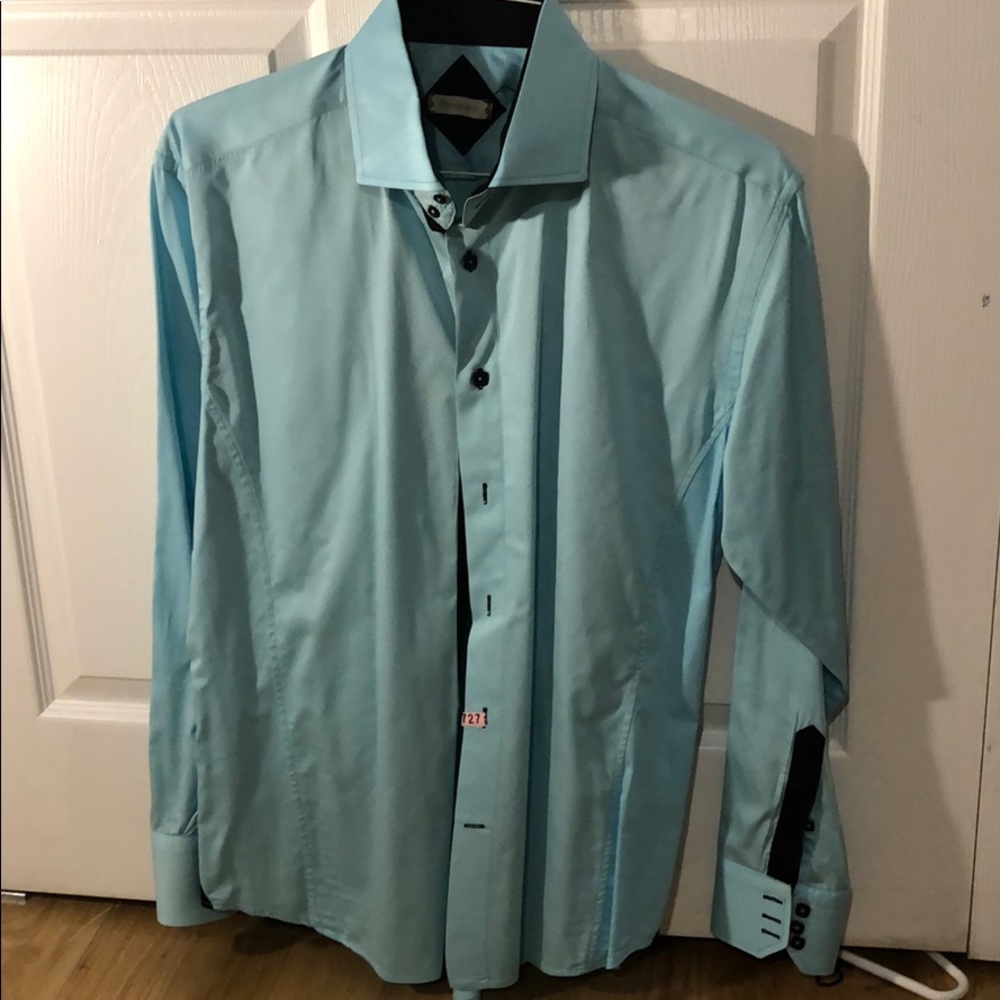 Bespoke Baby Blue and Navy Blue Shirt